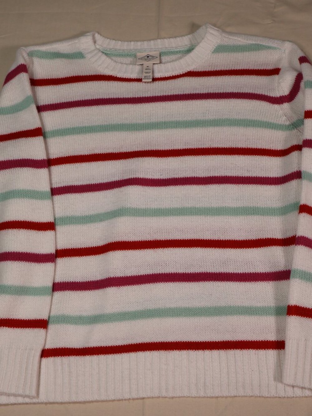 St. John's Bay Women's Multi Color Stripe Petite Large Sweatshirt